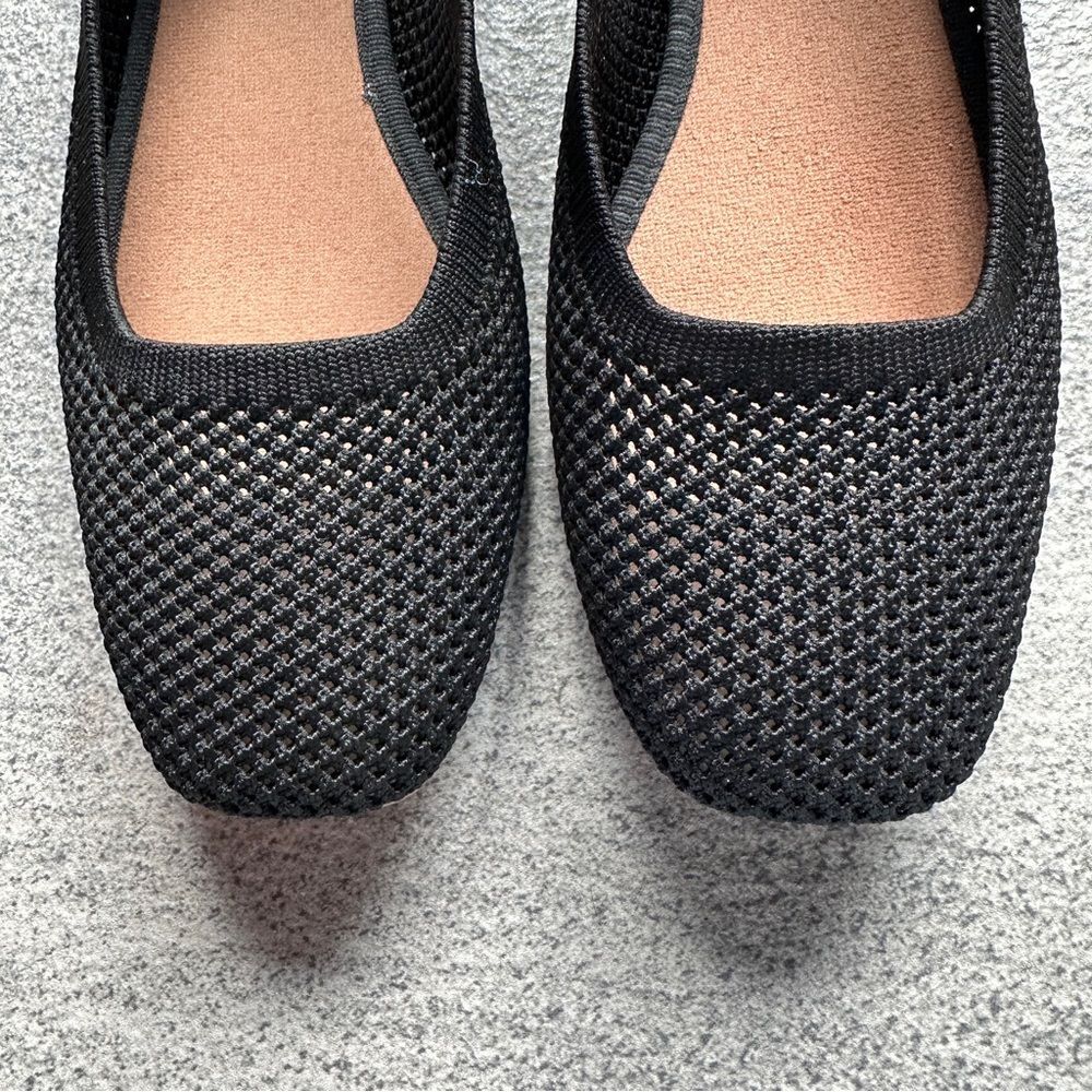 EUC Lucky "Daneric" Black Slip‑On Ballet Flat Square Toe Washable Travel Shoe 7 - Picture 3 of 13